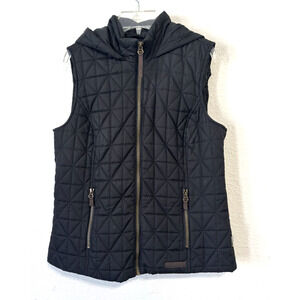 Bass‎ Quilted Hooded Vest Black Zip Front Outdoor Layer Pockets Size Small